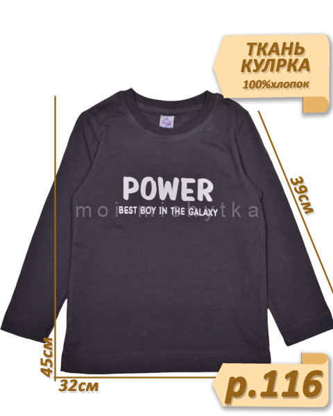 Лонгслив для мальчика, арт.6075 р.116 графитовый, power (45х32х39)