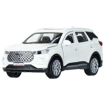 Машина металл chery tiggo 7 pro max 12см, двери, кап, баг, инер, белый, кор. Технопарк