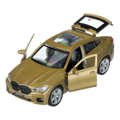 Машина металл BMW X6 длина 12 см, двери, багаж, инер, бежевый, кор. -