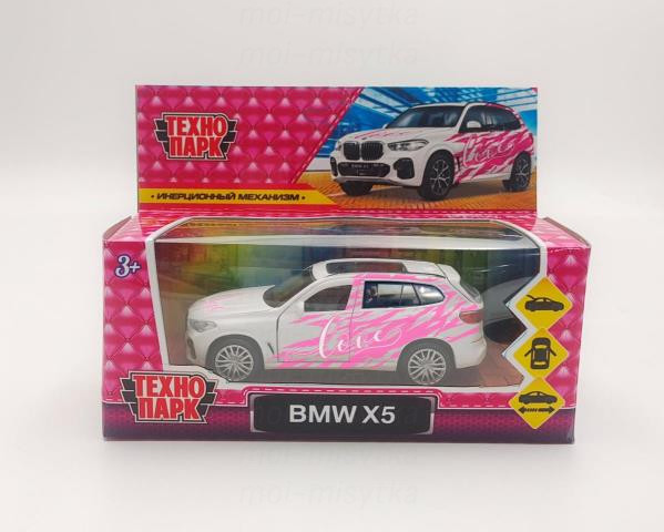 345168 Машина металл BMW X5 ДЛЯ ДЕВОЧЕК 12 см, двери, багаж, инер, красный, кор. Технопарк