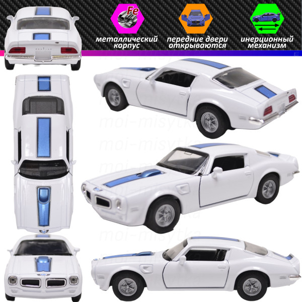Машинка метал. Welly 1972 Pontiac Firebird арт 43735 ( фирма WELLY ) 1/34-39 (белый)