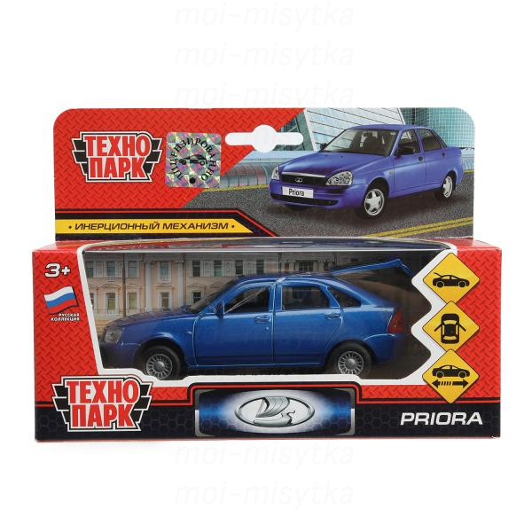 Машина металл LADA PRIORA ХЭТЧБЕК, 12 см, дв., багаж., инерц., синий, кор. Технопарк