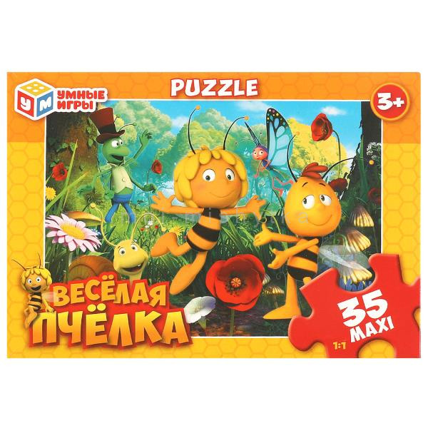 Веселая пчелка. Макси-пазлы в коробке. Пазл 35 деталей.  180х127х35 мм. Умные игры