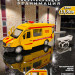 Машина металл MERCEDES-BENZ SPRINTER РЕАНИМАЦИЯ 14 см, двери, тележка, кор. Технопарк