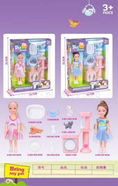 Y18034126 Кукла с аксессуарами, в ассортименте, в/к 17*22*6 см